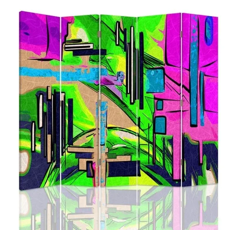 Paravent double face, motif paysage abstrait Feeby
