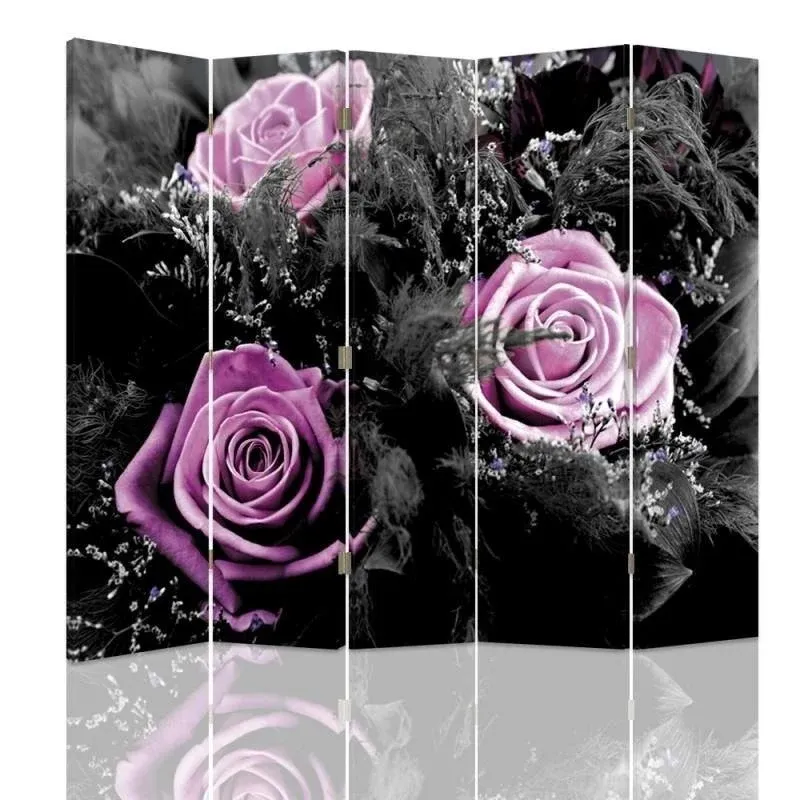 Paravent double face, orné de roses décoratives Feeby