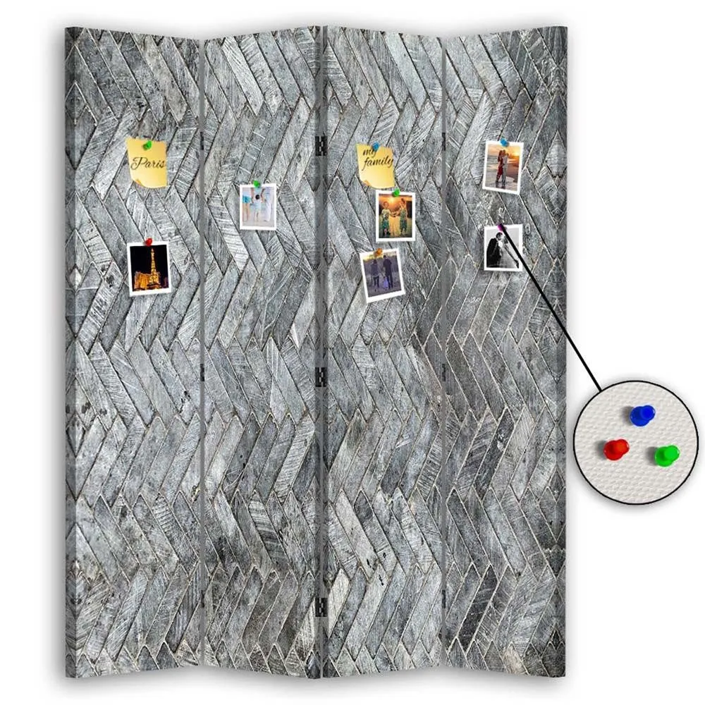 Paravent double face PIN IT, motif à carreaux gris Feeby