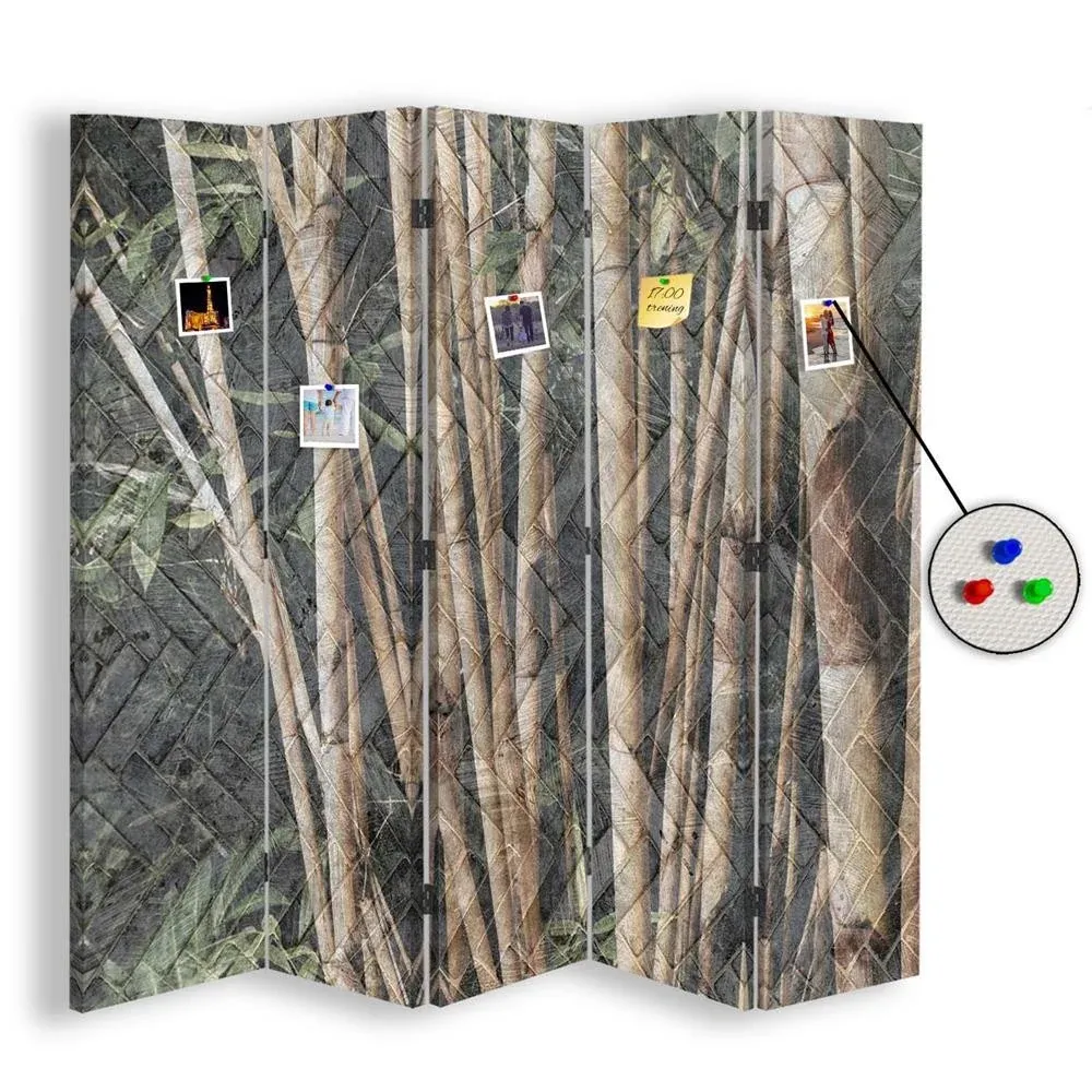 Paravent double face PIN IT, tiges de bambou marron Feeby