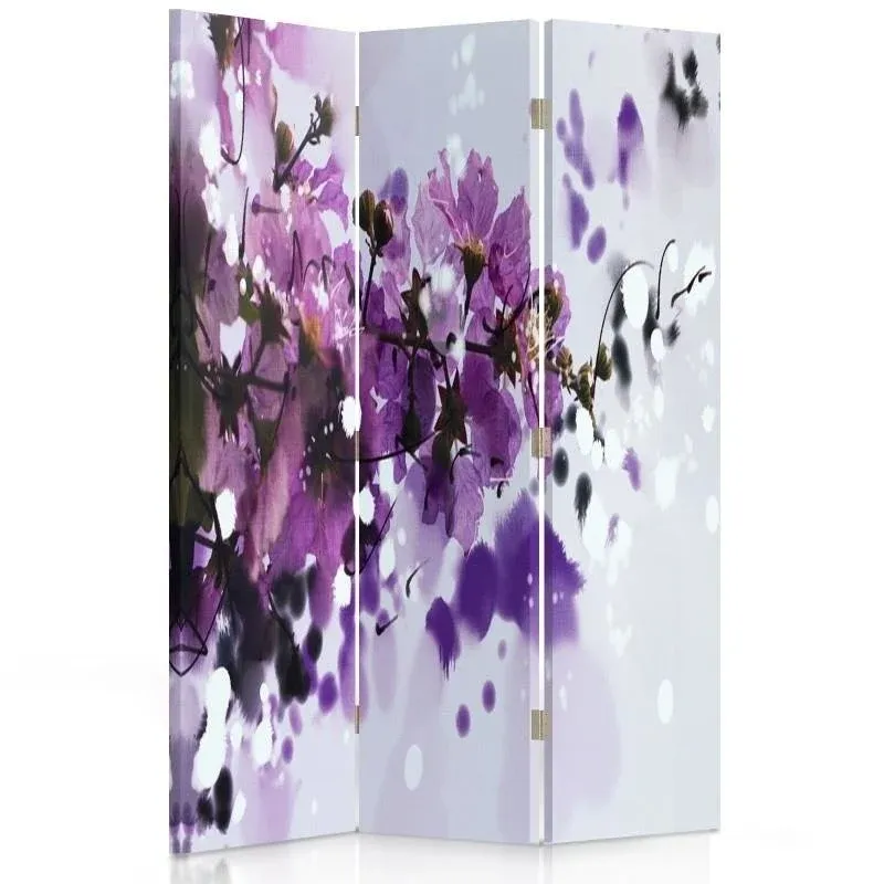 Paravent double face pivotant, la beauté des fleurs violettes Feeby