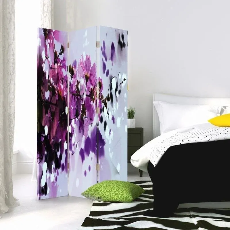 Paravent double face pivotant, la beauté des fleurs violettes Feeby