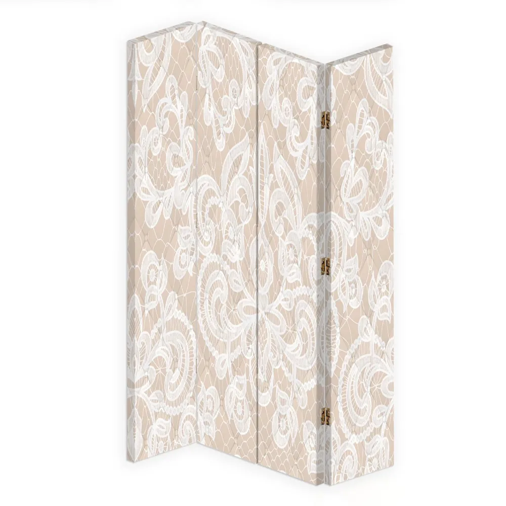 Paravent double face pivotant, beige élégant Feeby