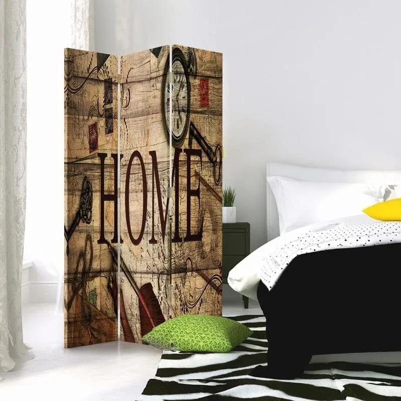 Paravent double face pivotant, composition vintage pour la maison Feeby