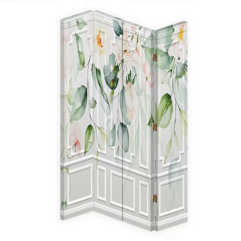 Paravent double face pivotant, feuilles vertes Feeby
