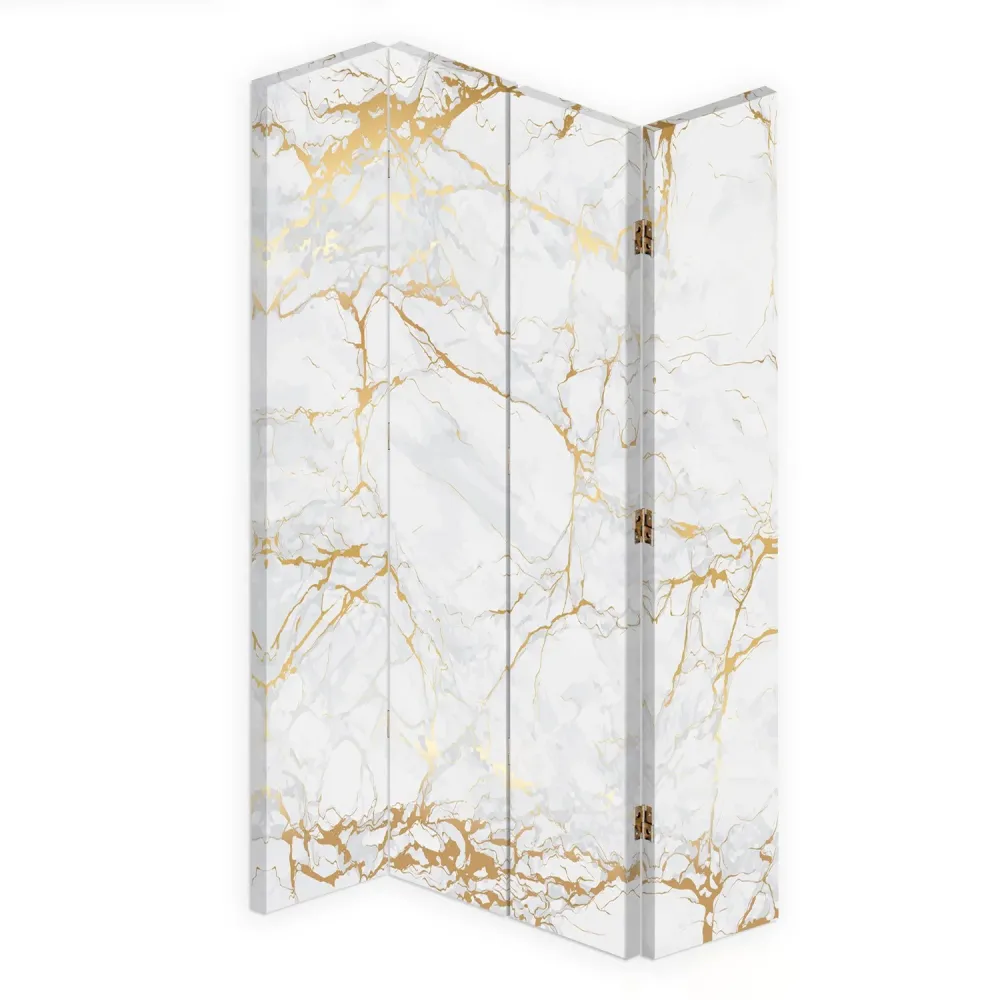 Paravent double face pivotant, marbre clair Feeby