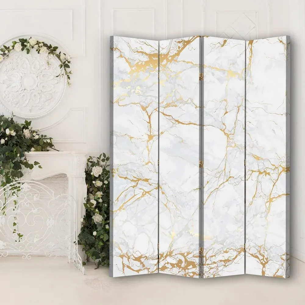 Paravent double face pivotant, marbre clair Feeby
