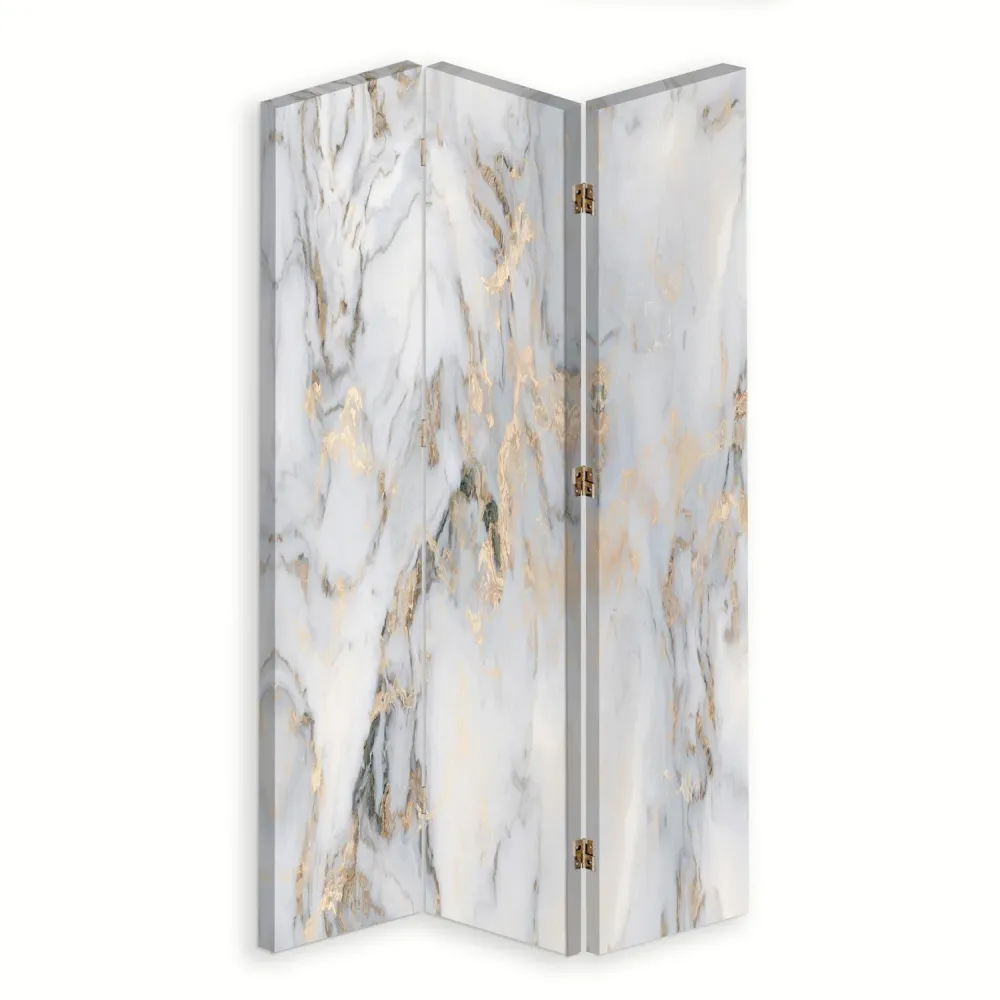 Paravent double face pivotant, marbre doré Feeby