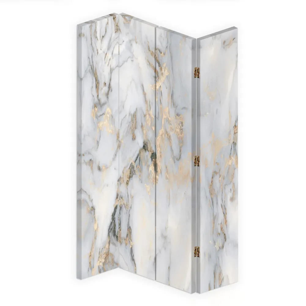 Paravent double face pivotant, marbre doré Feeby