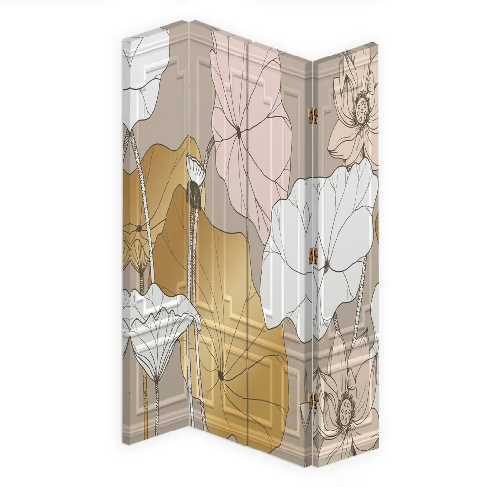 Paravent double face pivotant, motif fleurs vintage Feeby