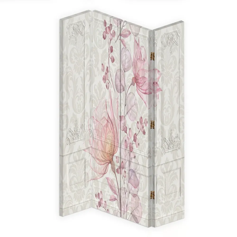 Paravent double face pivotant, motif floral baroque Feeby