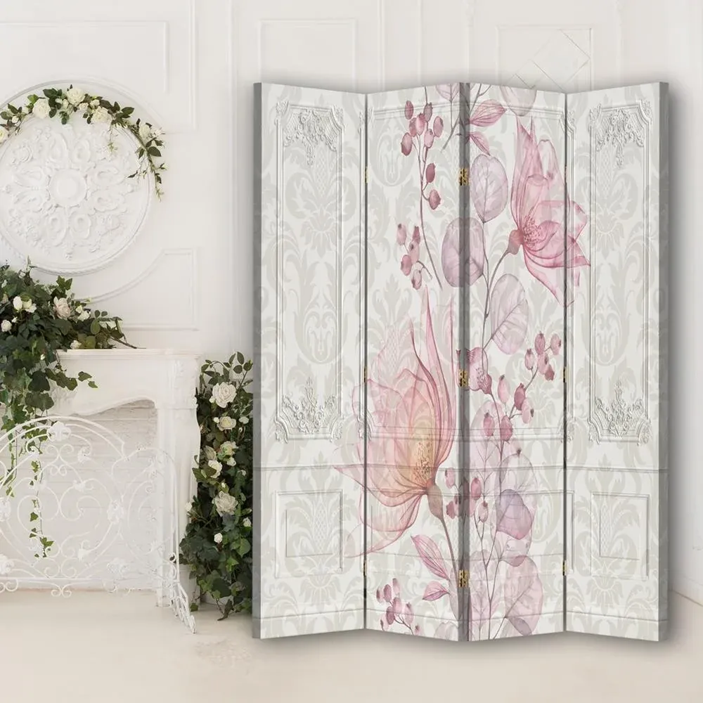 Paravent double face pivotant, motif floral baroque Feeby