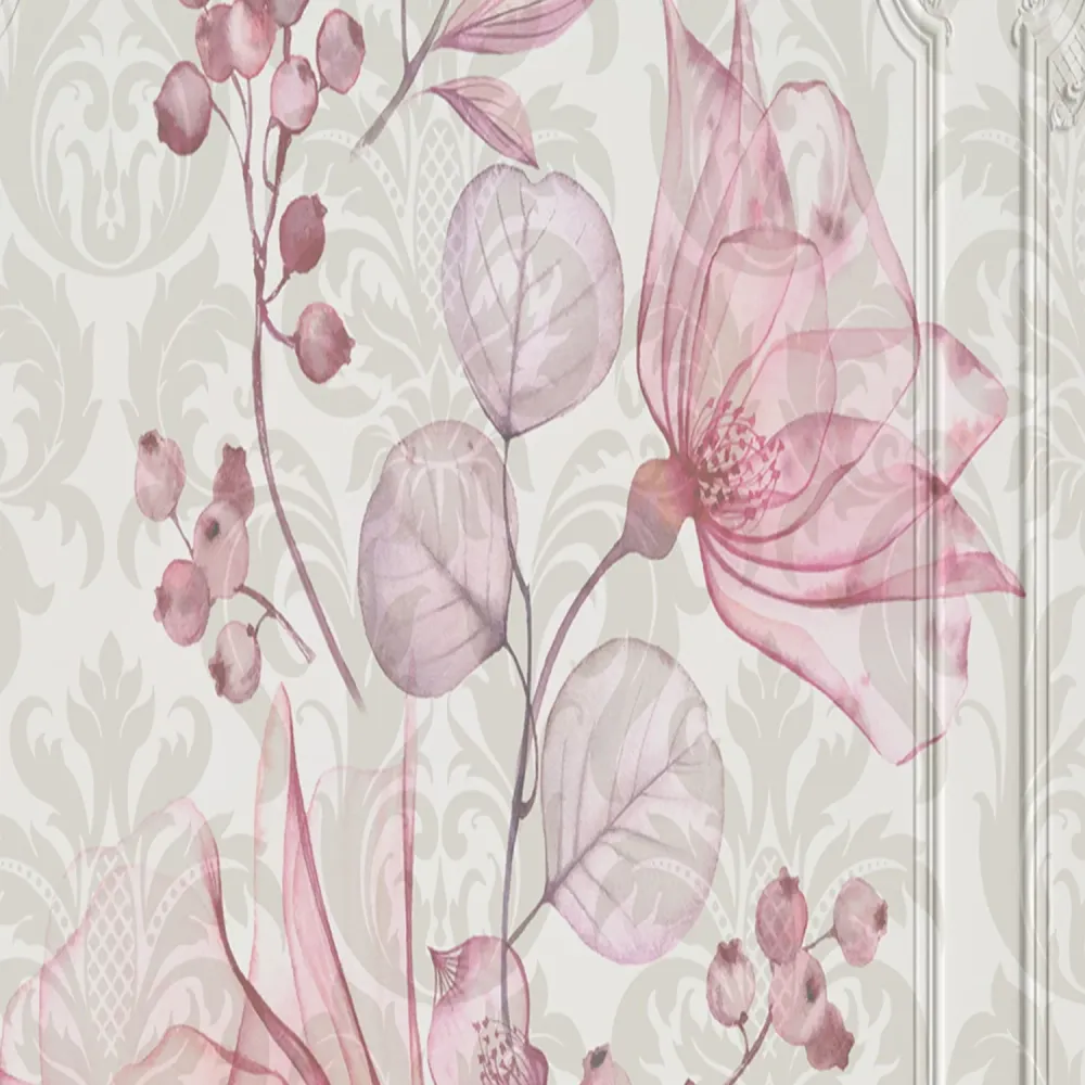 Paravent double face pivotant, motif floral baroque Feeby