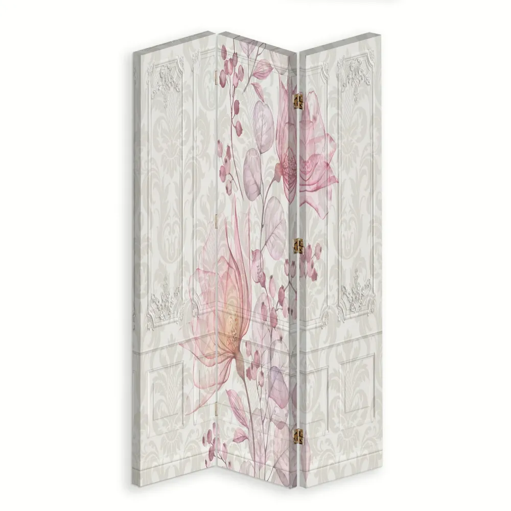 Paravent double face pivotant, motif floral baroque Feeby