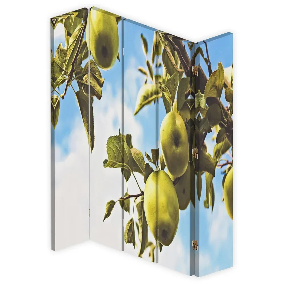 Paravent double face pivotant, motif pommes sur une branche Feeby