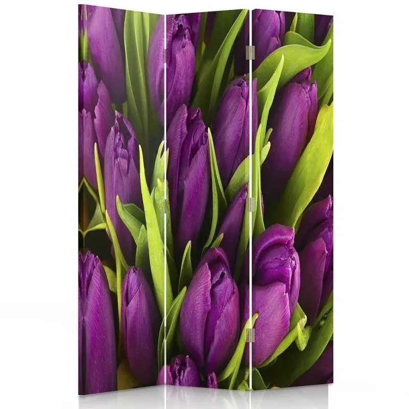 Paravent double face pivotant, motif tulipes violettes Feeby