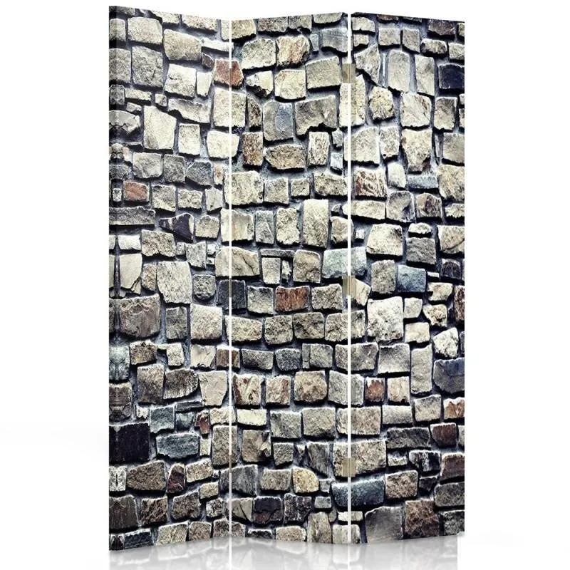Paravent double face pivotant, mur en pierre Feeby