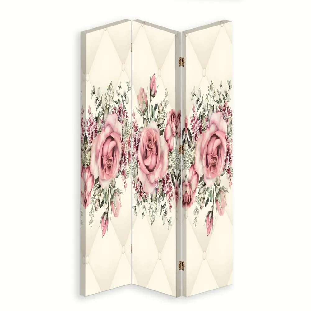 Paravent double face pivotant, roses fleuries Feeby