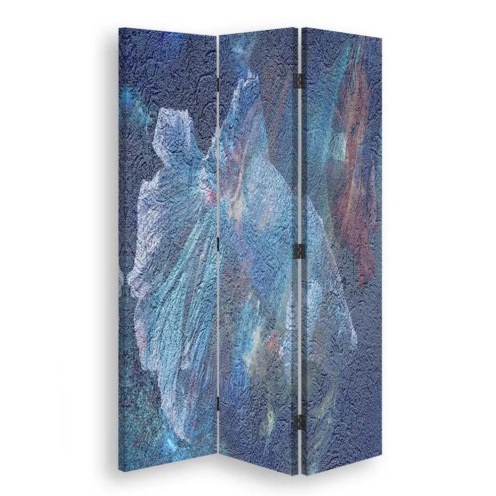 Paravent double face rotatif, bleu secret Feeby