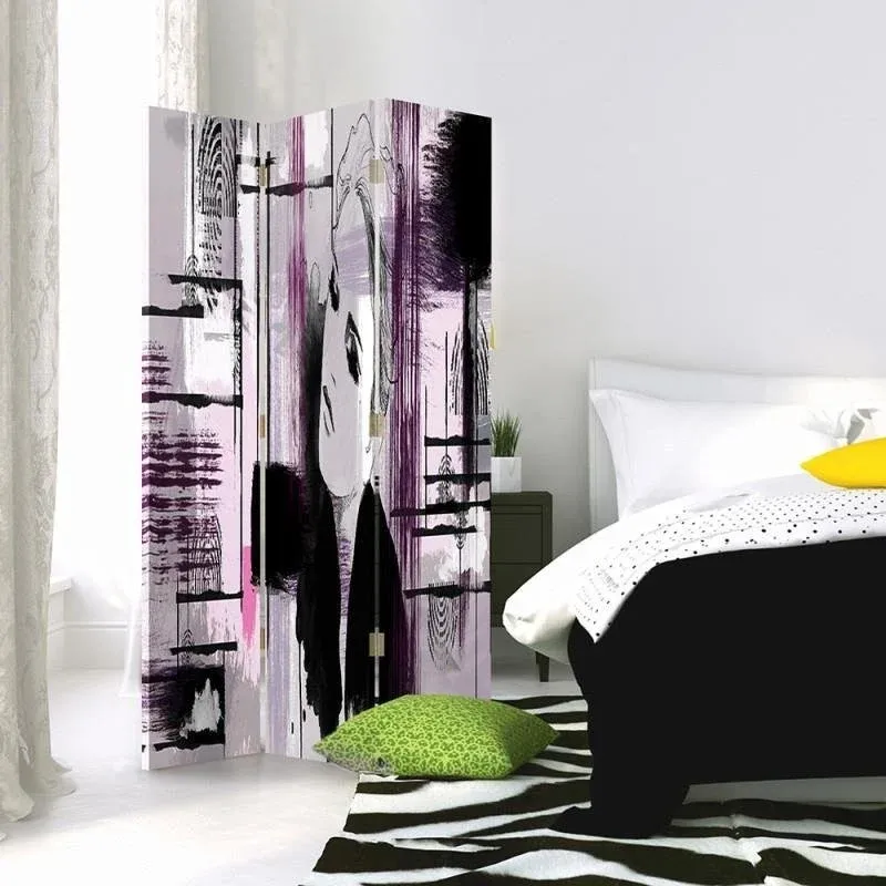 Paravent double face rotatif, motif abstrait avec femme Feeby