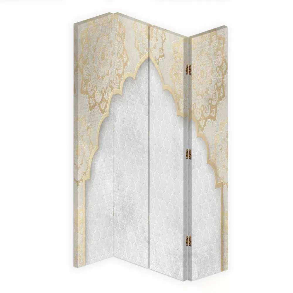 Paravent double face rotatif, motif oriental doré Feeby