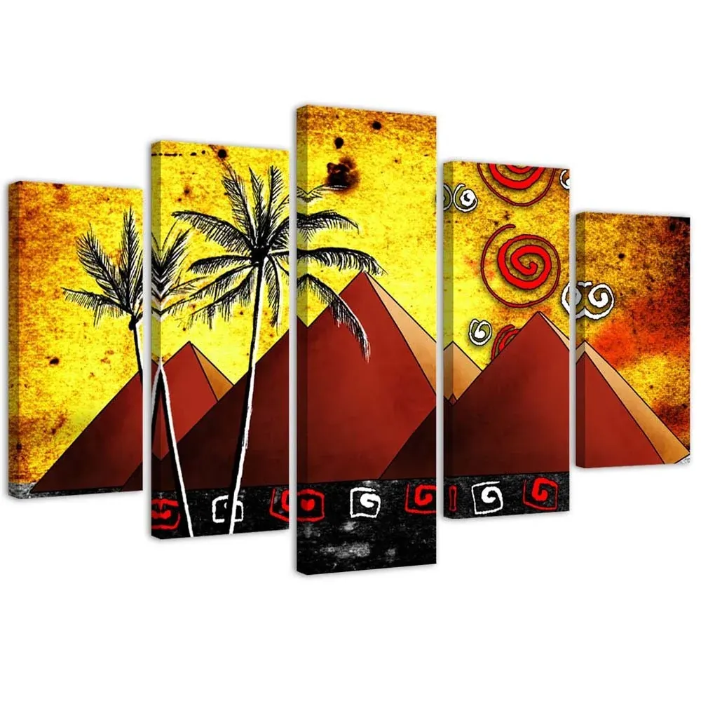 Tableau en cinq parties sur toile, pyramides égyptiennes 100x70 Feeby