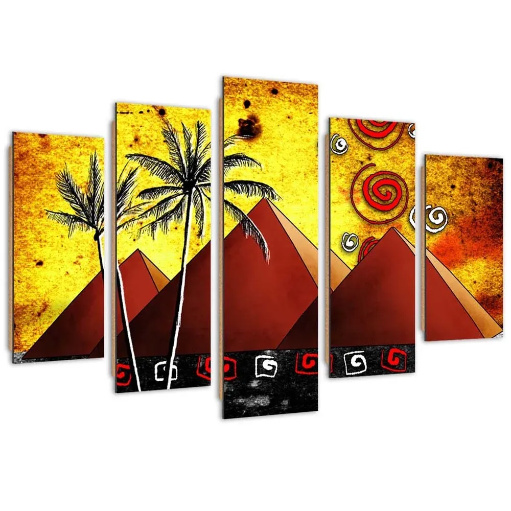 Tableau en cinq parties sur toile, pyramides égyptiennes 100x70 Feeby