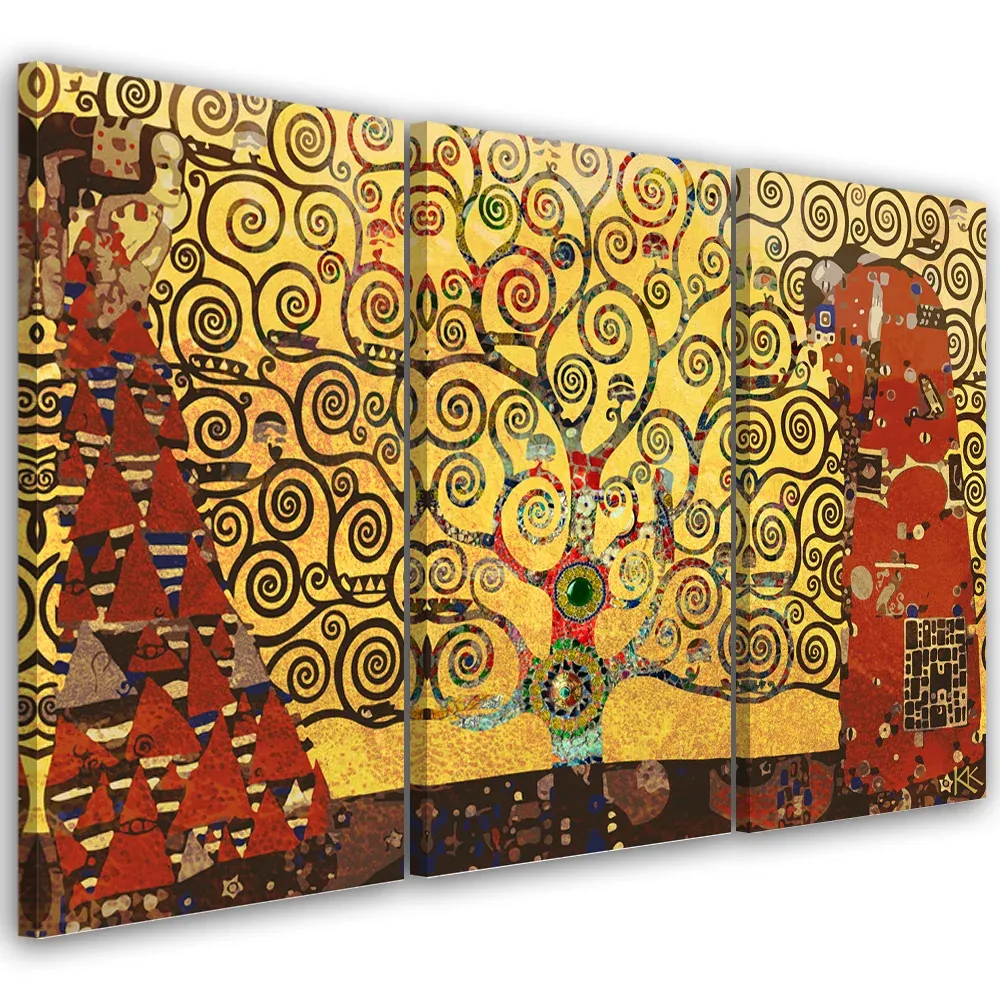 Tableau en trois parties sur toile, Arbre de vie abstrait 60x40 Feeby