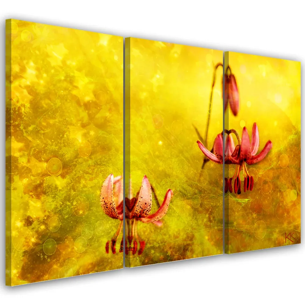 Tableau en trois parties sur toile, Tulipes fanées 60x40 Feeby