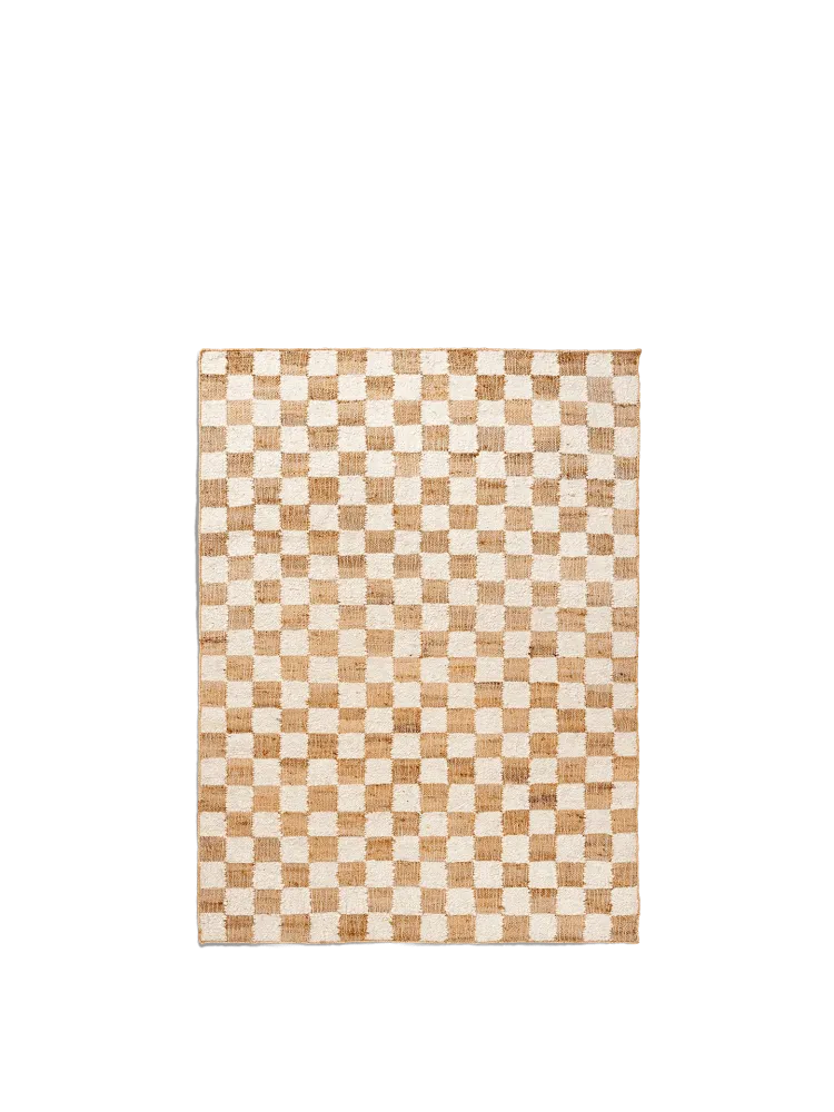 Check Wool Jute Rug - Off-White/Natural 140 Ferm Living - COM