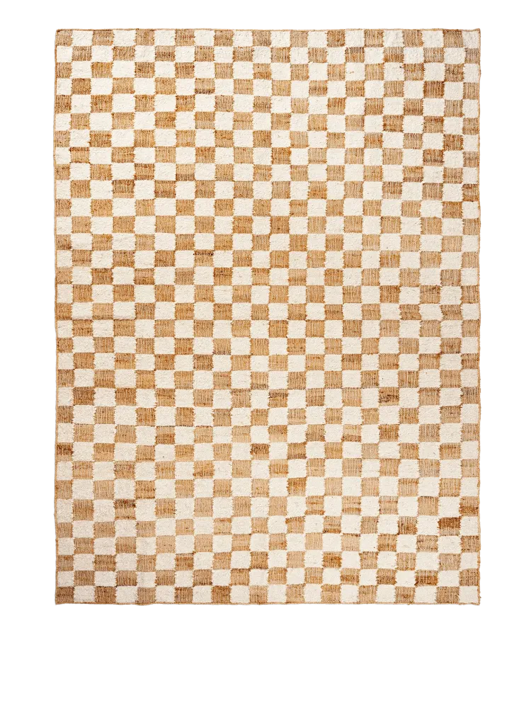 Check Wool Jute Rug - Off-White/Natural 140 Ferm Living - COM