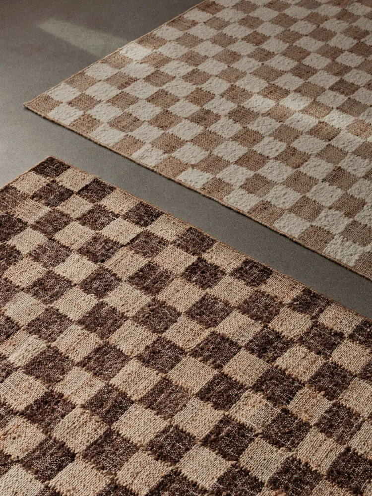 Check Wool Jute Rug - Off-White/Natural 140 Ferm Living - COM