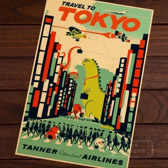 Affiche vintage Tokyo Airlines M fine art france