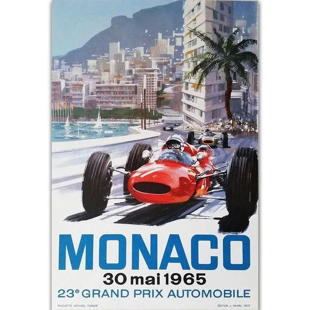 Poster F1 Grand Prix de Monaco 1965 fine art france