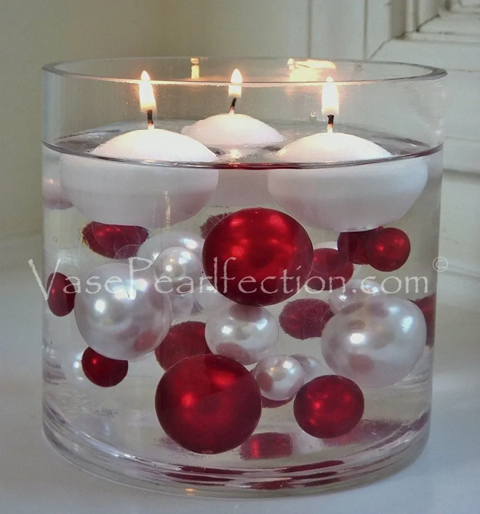 Bougies flottantes blanches de 1,8 po. Ensemble de 8 bougies - non parfumées Floating Pearls | Vase Pearlfection