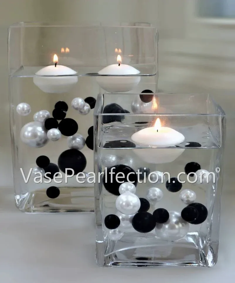 Bougies flottantes blanches de 1,8 po. Ensemble de 8 bougies - non parfumées Floating Pearls | Vase Pearlfection