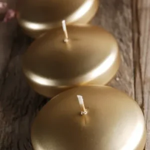 Bougies flottantes dorées de 3,25 po. Ensemble de 3 bougies non parfumées Floating Pearls | Vase Pearlfection
