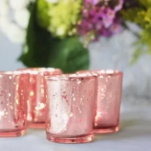 Porte-bougie votive et bougie chauffe-plat en verre doré au mercure Floating Pearls | Vase Pearlfection