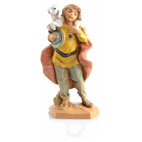 Berger avec un agneau sur l'épaule n° 9 pour le berceau Fontanini 6,5 cm