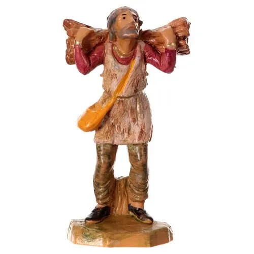 Berger avec du bois sur les épaules n° 55 pour la crèche Fontanini 6,5 cm