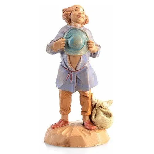 Berger avec chapeau enlevé n° 18 pour crèche Fontanini 6,5 cm