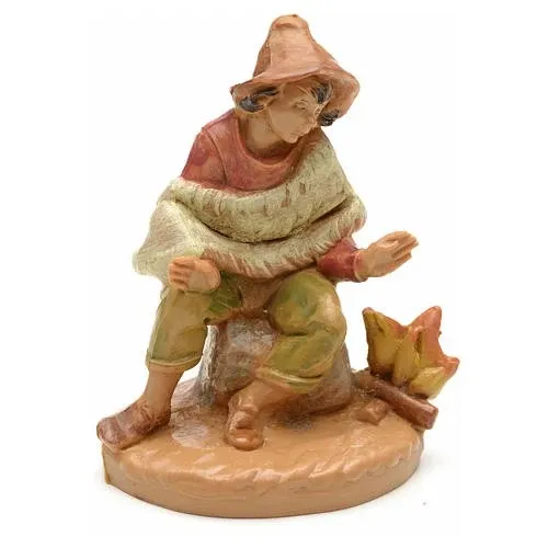 Berger avec feu assis n° 31 pour la crèche Fontanini 6,5 cm