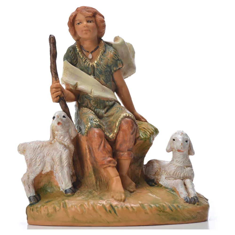 Berger avec mouton No. 849 pour berceau Fontanini 9,5 cm