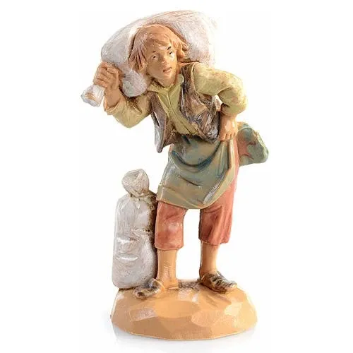Berger avec sac sur l'épaule n° 13 pour la crèche Fontanini 6,5 cm