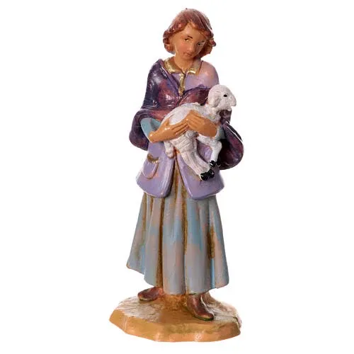 Bergère avec un agneau dans les bras n° 928 pour le berceau Fontanini 9,5 cm