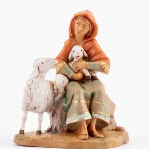 Bergère avec mouton n° 845 pour berceau Fontanini 9,5 cm