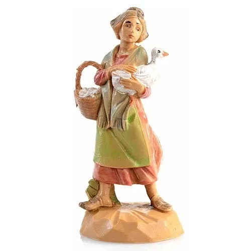 Bergère à l'oie n° 14 pour la crèche Fontanini 6,5 cm
