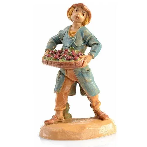 Paysan avec une caisse de pommes n° 19 pour la crèche Fontanini 6,5 cm