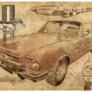 ART PRINT "DA VINCI" - FORD MUSTANG CABRIOLET - Ref : DV010