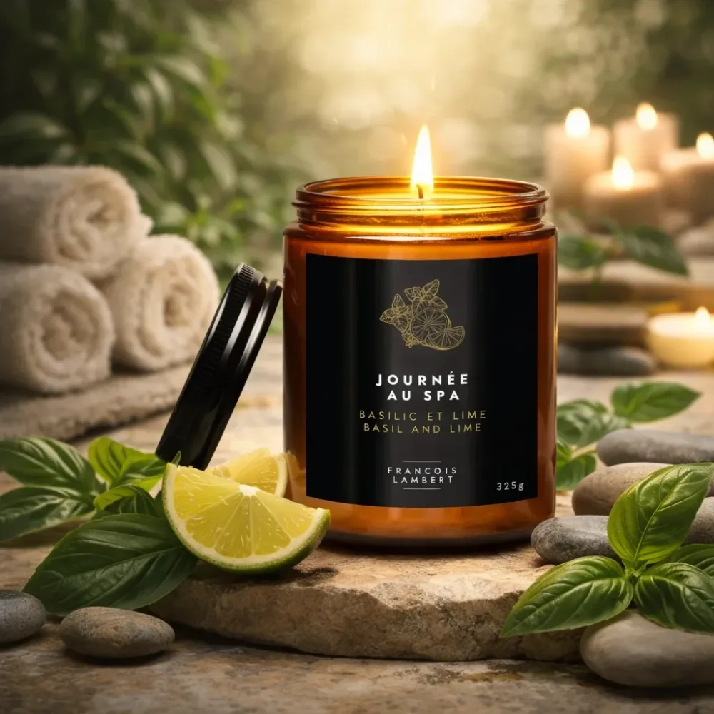 No.26 Journée au spa - Bougie de soya Basilic et Lime François Lambert